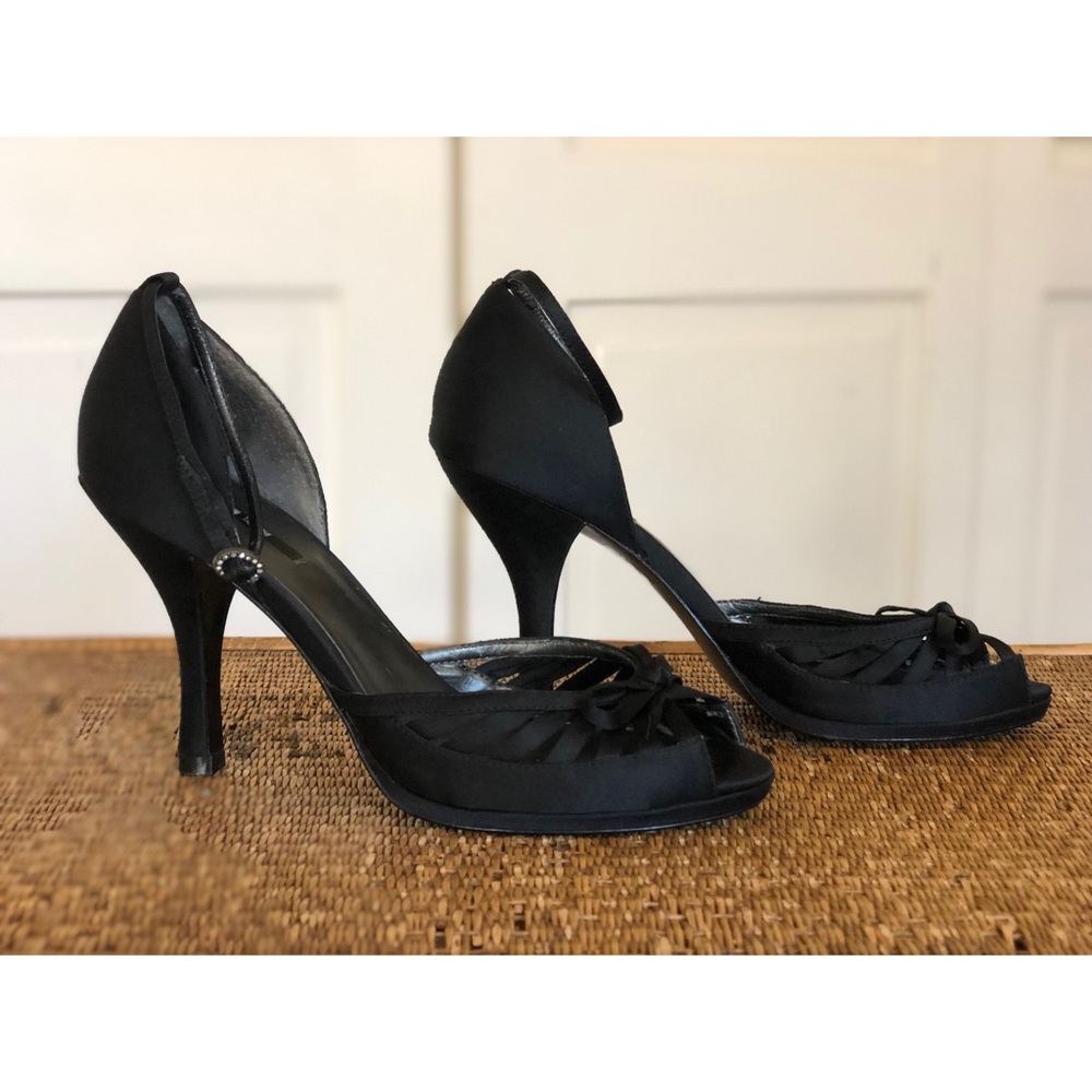 Tadashi Black Satin Peep Toe Heel